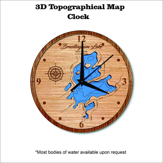 Brantingham Lake in New York 3D topographical map clock